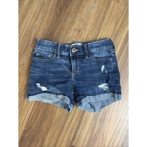 Abercrombie Girls Sz 11/12 Lowrise Destroyed Midi Jeans Shorts EUC